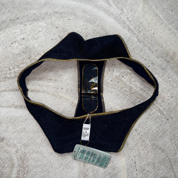 🆕 Luli Fama Wavy Ruched Back Bottom and Free Form Bandeau Bikini in Stardust - Picture 12 of 14